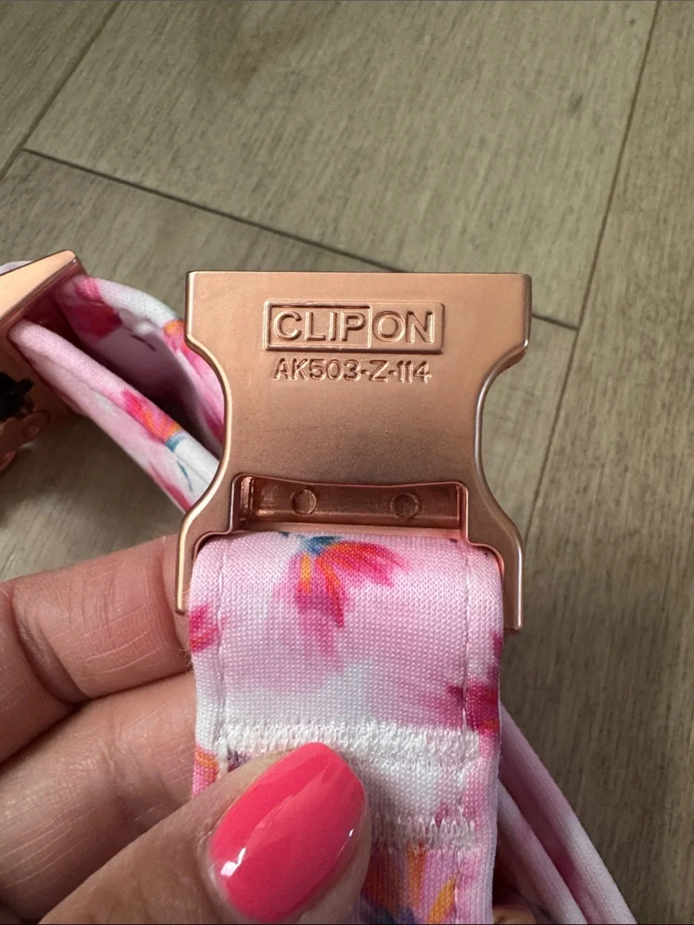 Top Paw Pink Floral Dog collar with Rose Gold Clip On Hardware